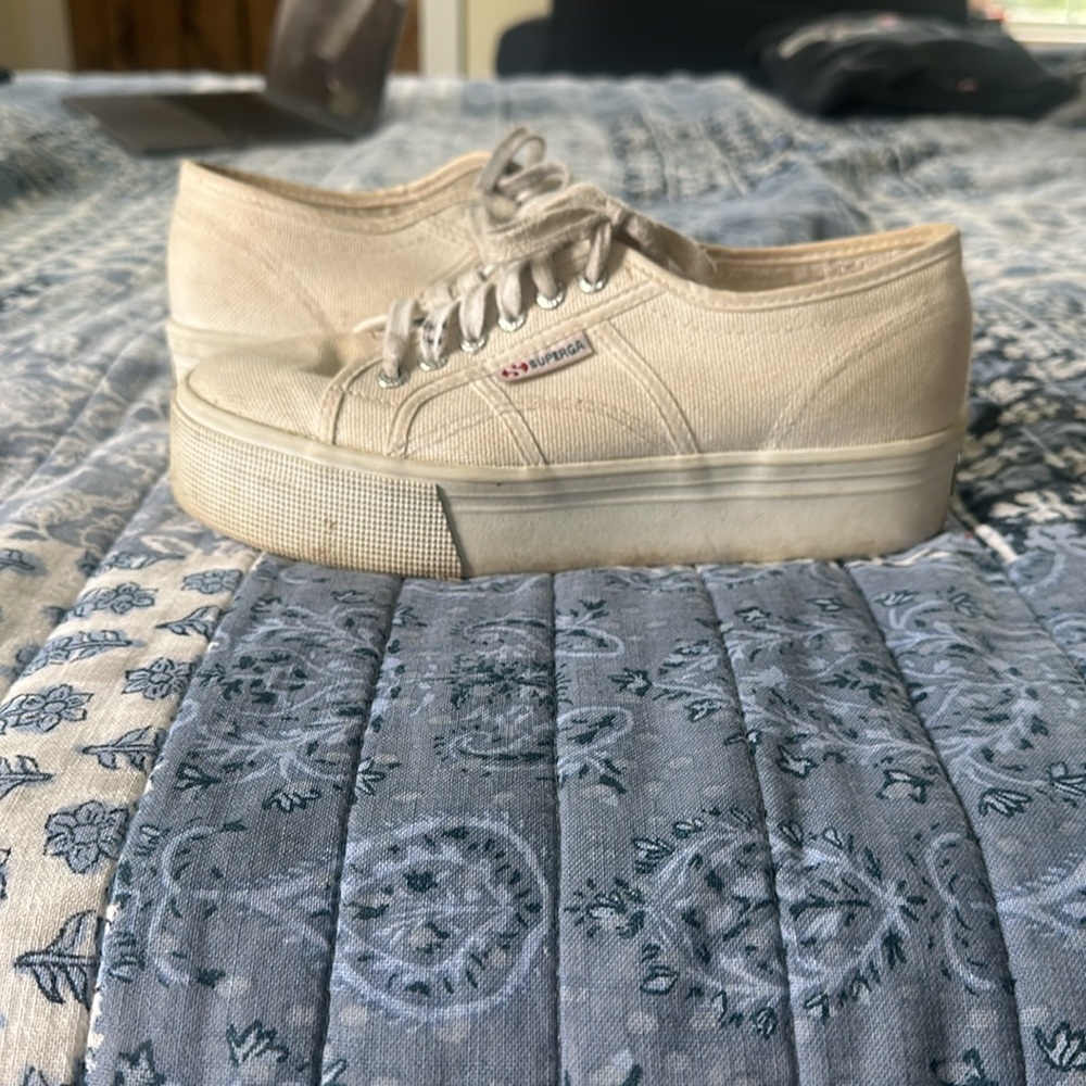 Superga white platform sneakers